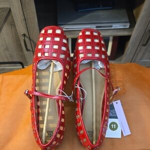 wild fable Red Patent Cutout Mary Jane Flats with Ankle Strap